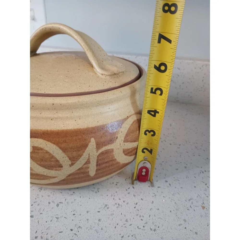 Vintage Designs West Pottery Lidded Casserole Dish Speckled Damaged